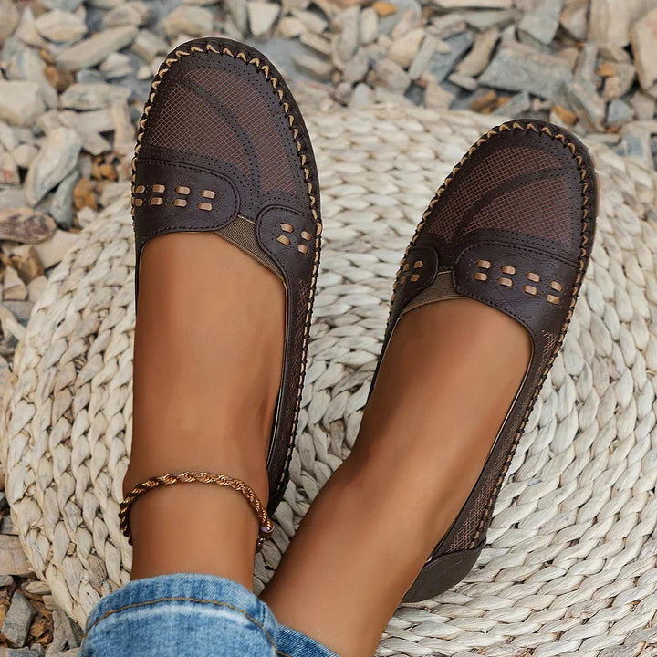Women's Perforated Leather Slip-On Loafers for Effortless Summer Style | Koossa