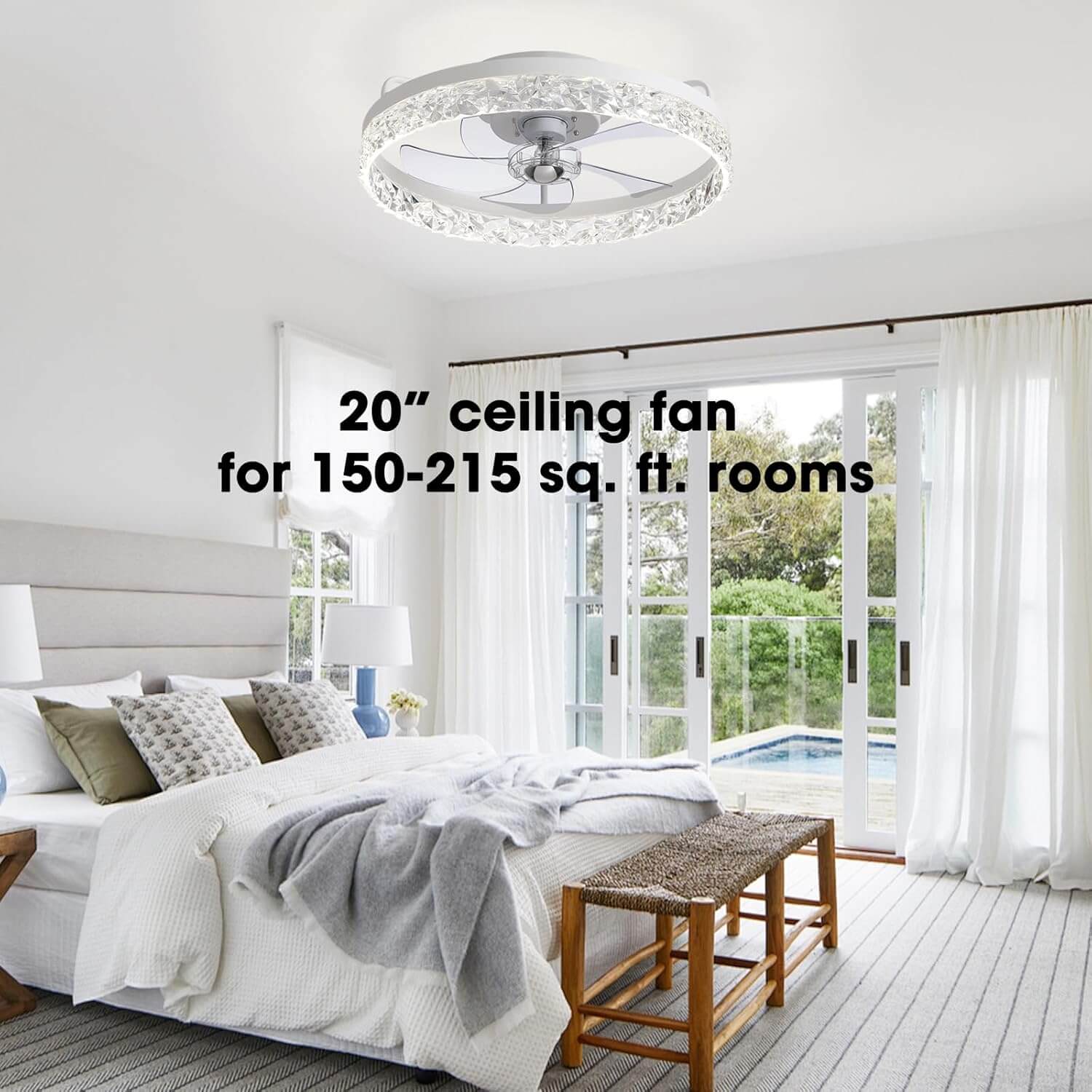 Ventilateur de Plafond Lumineux LED Dimmable Rond Moderne Noir Doré Blanc 6 Vitesses 3 Tons de Lumière | Koossa