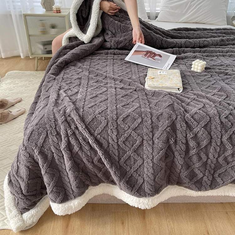 Couverture lestée sherpa 150 × 200 cm gris douceur chaleur apaisante confort optimal détente sommeil réparateur | Koossa