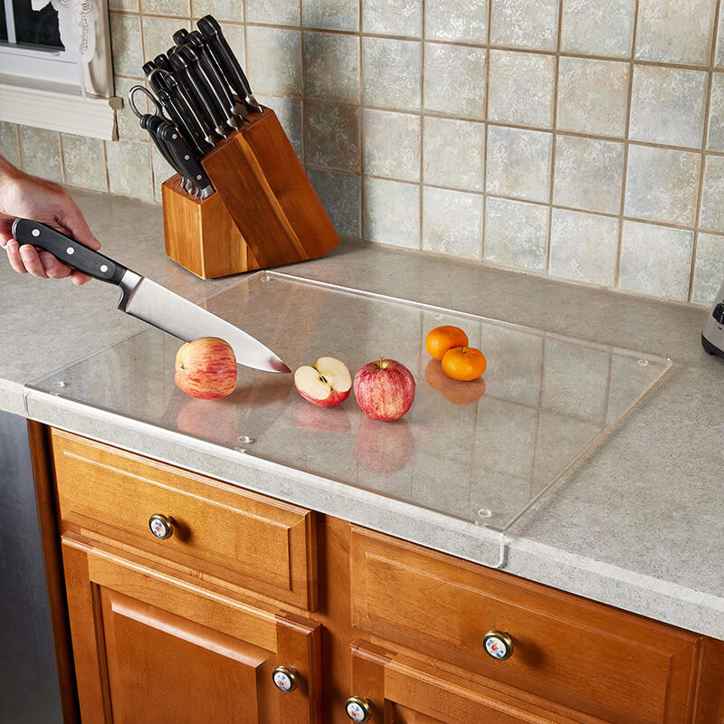 Clear Acrylic Cutting Board Countertop Protector, Heat & Scratch Resistant Kitchen Counter Saver for Food Prep, Dishwasher Safe | Lonoma
