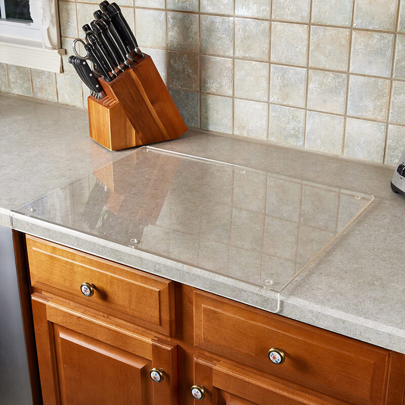 Clear Acrylic Cutting Board Countertop Protector, Heat & Scratch Resistant Kitchen Counter Saver for Food Prep, Dishwasher Safe | Lonoma