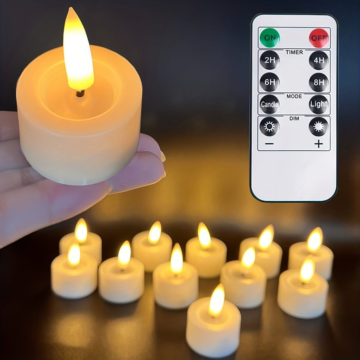 Flameless LED Tea Lights Flickering Battery Operated Glitter Candles with Auto-Off Timer, Dimmable for Home Decor, Mantel & Table | Lonoma