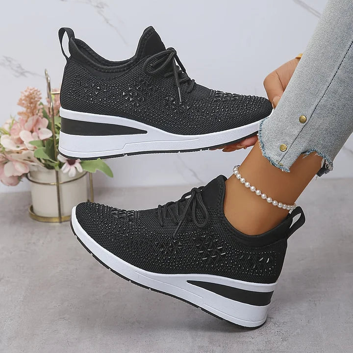 Women's Ergonomic Lace-Up Trainers in Premium Canvas with Cushioned Sole for All-Day Comfort | Koossa