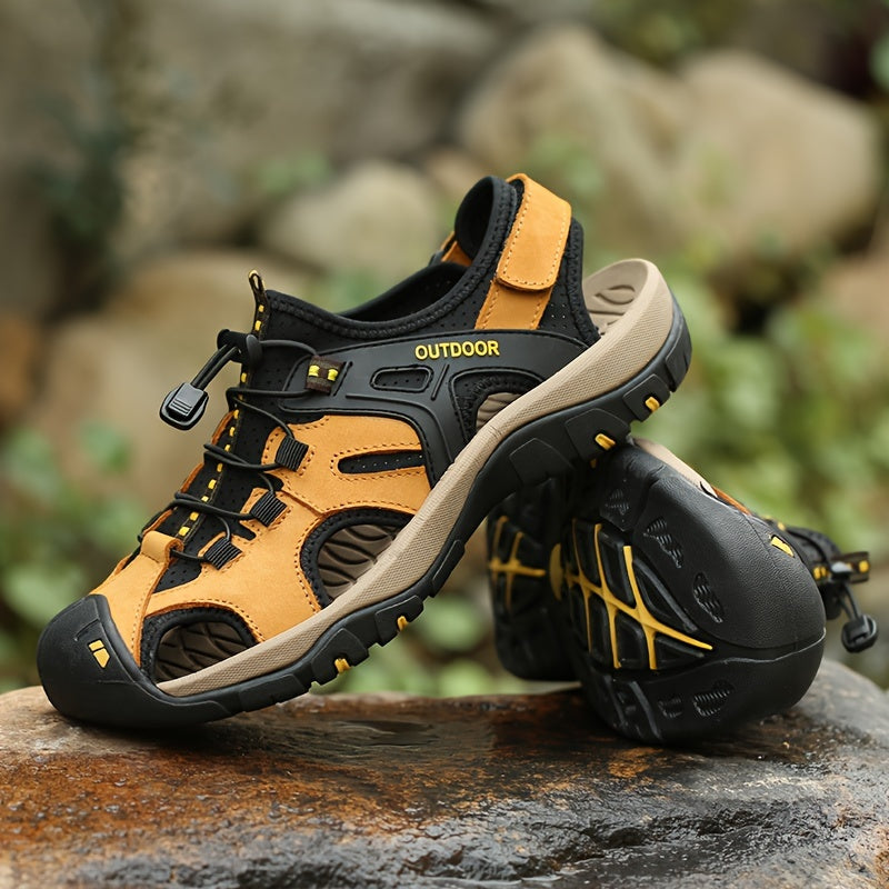 Men's Closed-Toe Sport Sandals with Elastic Strap, Breathable Hiking Sandals, Rubber Sole Summer Outdoor Walking Sandals | Lonoma