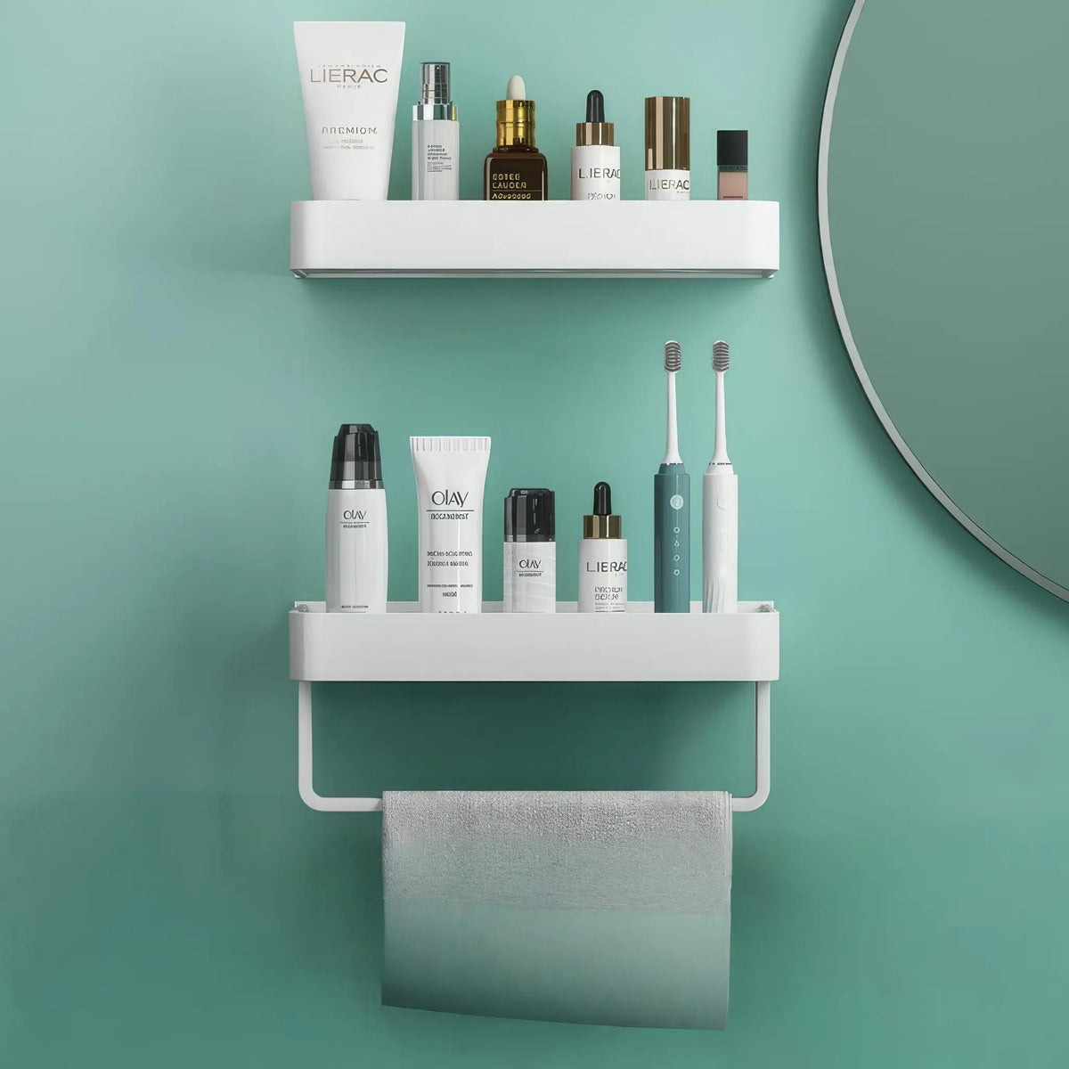 Adhesive Shower Shelf No-Drill Stainless Steel Bathroom Organizer 12 16 or 20 Inch Wall Caddy Towel Rack Option Storage for Shampoo Soap | Lonoma