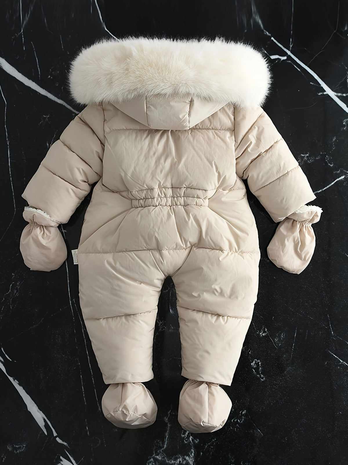 Baby Snowsuit with Hood, Quilted Infant Winter Bunting with Faux Fur Trim, Zip-Up Cold Weather Outerwear for Stroller Walks | Lonoma