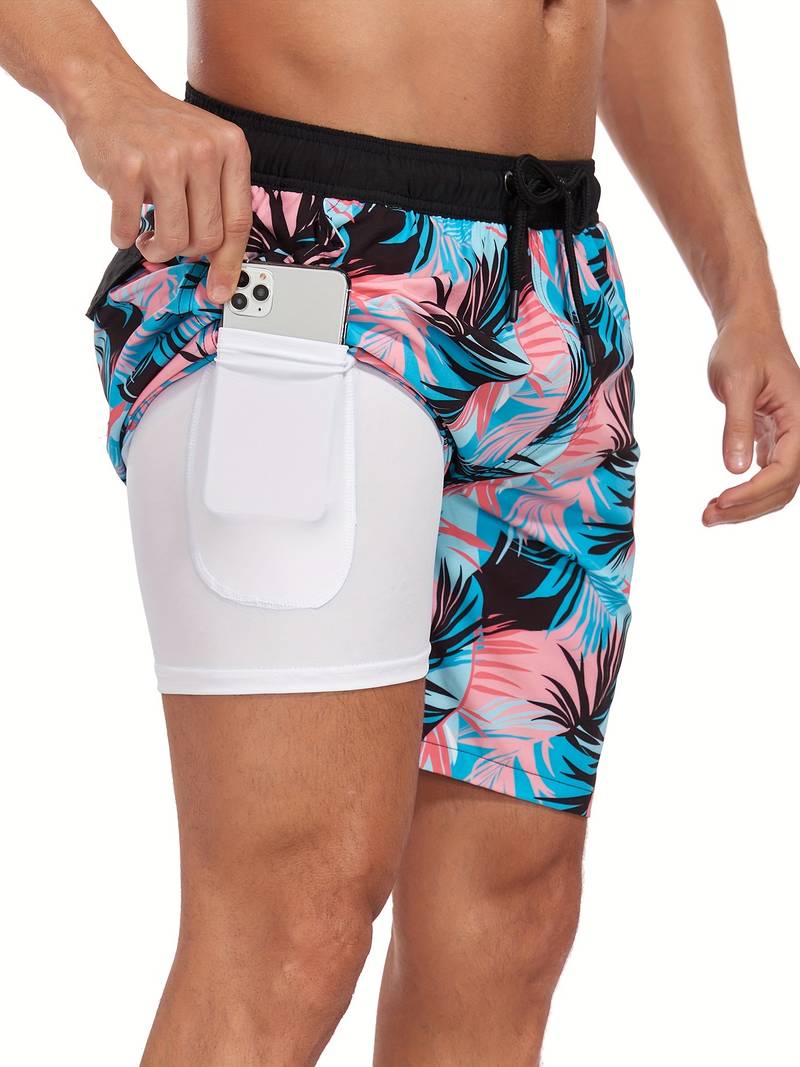 Men's Quick-Dry Swim Shorts in Lightweight Fabric | Relaxed Fit Mid-Thigh Beach Trunks with Elasticated Drawstring Waist and Side Pockets for Holiday Swimming Pool Summer | Koossa