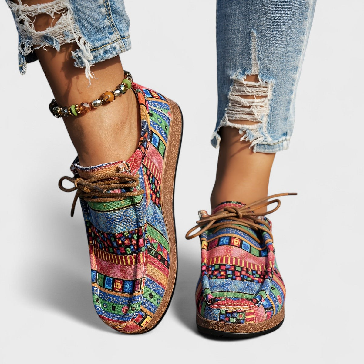 Women's Supportive Slip-On Shoes in Red, Khaki, Blue and Multicolour – Lightweight Comfort for Everyday Wear | Koossa