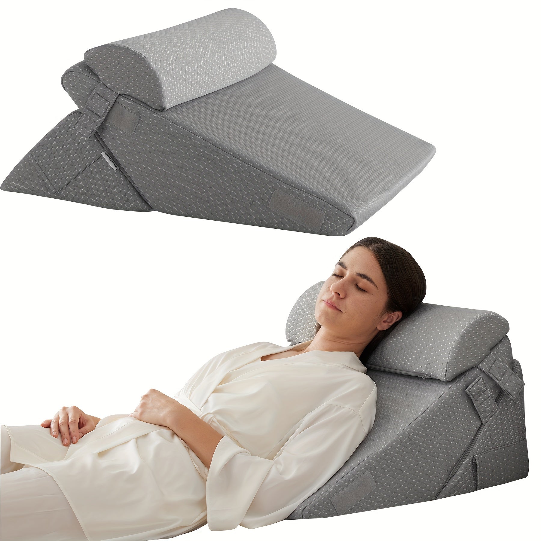 Coussin triangulaire ergonomique à mémoire de forme pour soutien dos jambes genoux position surélevée confort | Koossa