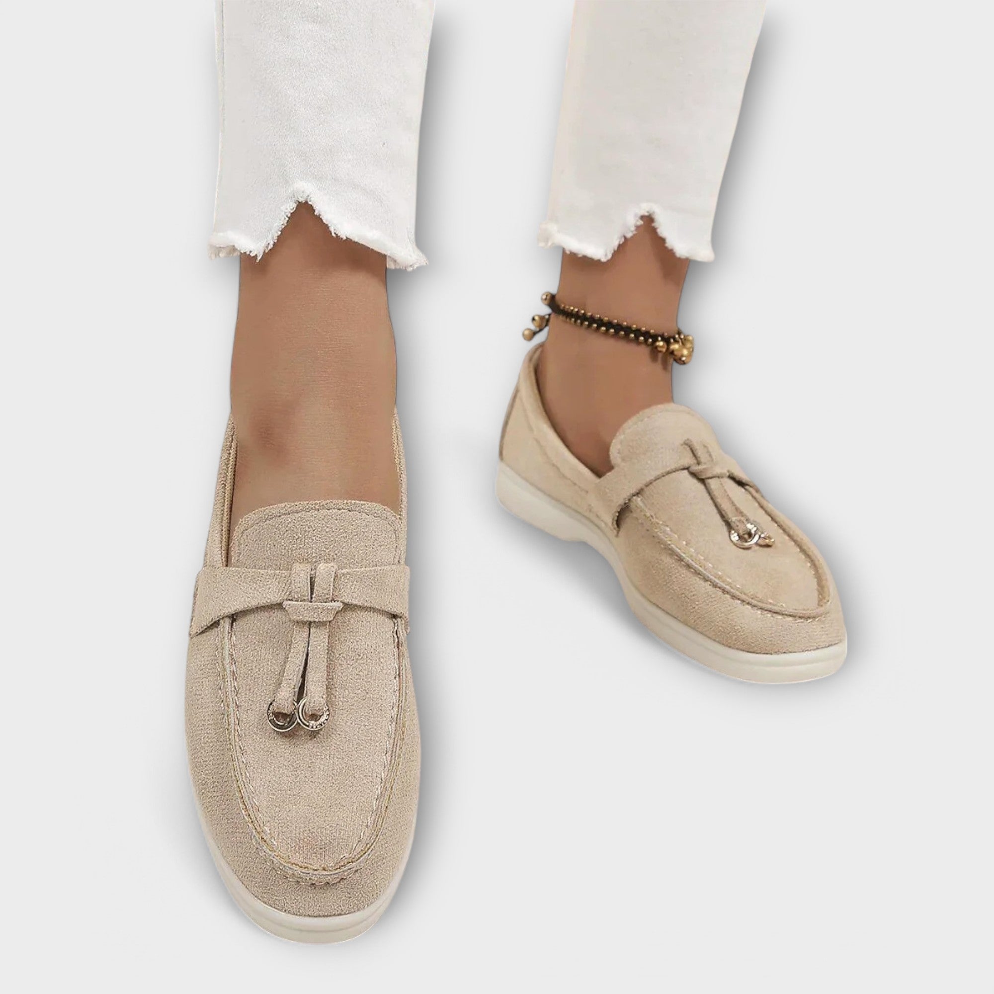 Women's Flat Loafers with Bow Detail in Eight Colours – Slip-On Leather-Look Moccasin Shoes for Work Office Smart Casual Everyday Comfort | Koossa
