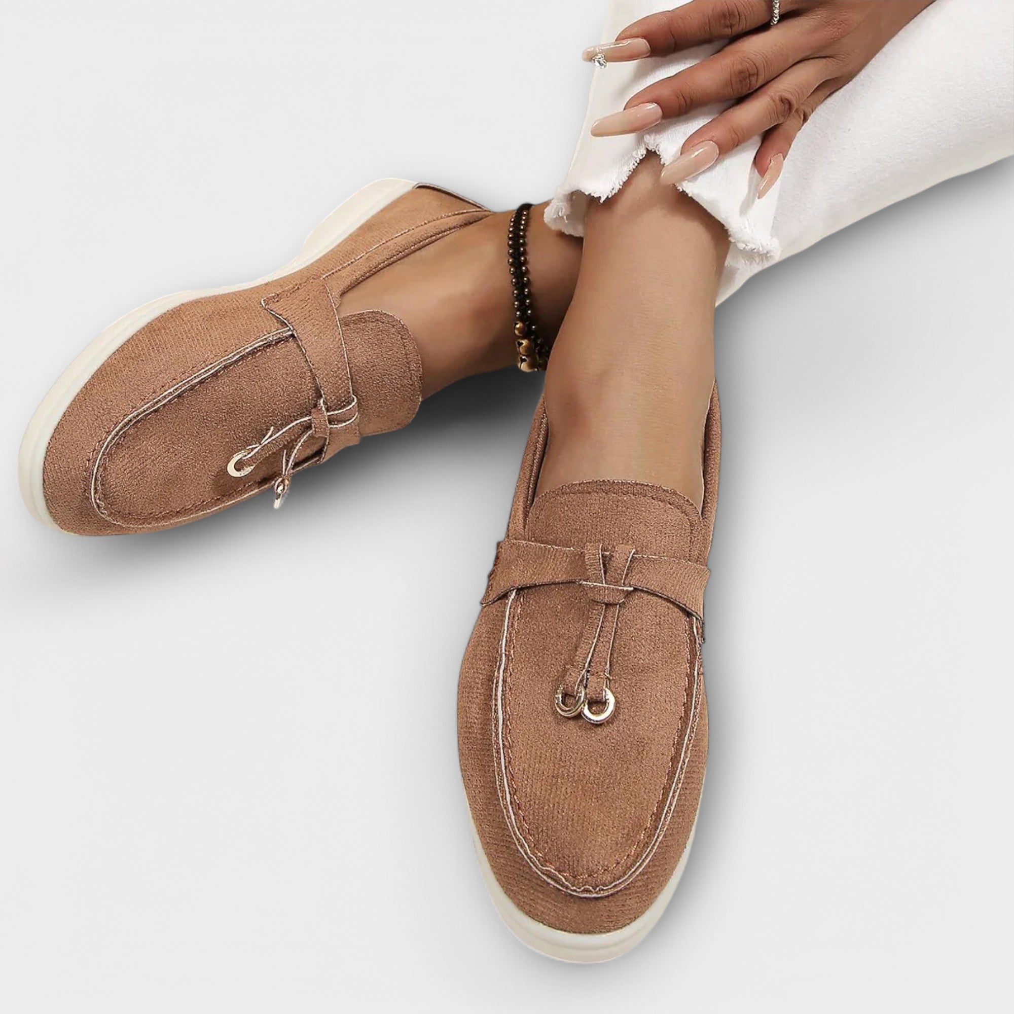 Women's Flat Loafers with Bow Detail in Eight Colours – Slip-On Leather-Look Moccasin Shoes for Work Office Smart Casual Everyday Comfort | Koossa