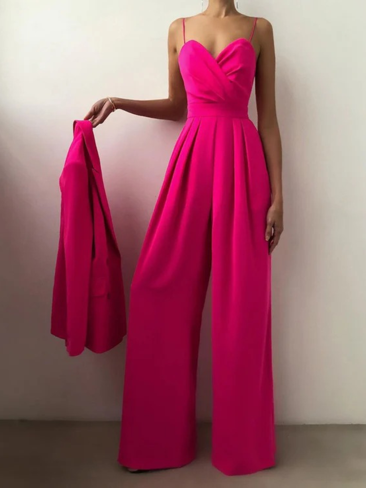 Women's Wide-Leg Black Jumpsuit — Elegant All-in-One for Evening Occasions & Summer Parties | Koossa