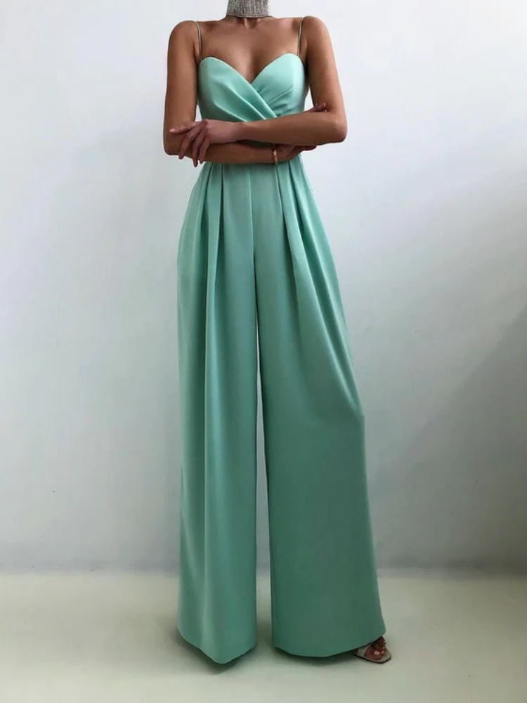 Women's Wide-Leg Black Jumpsuit — Elegant All-in-One for Evening Occasions & Summer Parties | Koossa