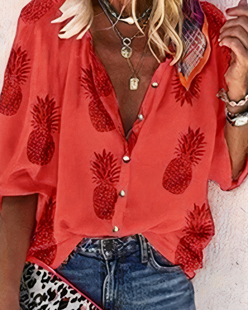 Women's Vintage Printed Blouse — Relaxed Fit Colourful Summer Blouse for Casual Days & Weekend Outings | Koossa
