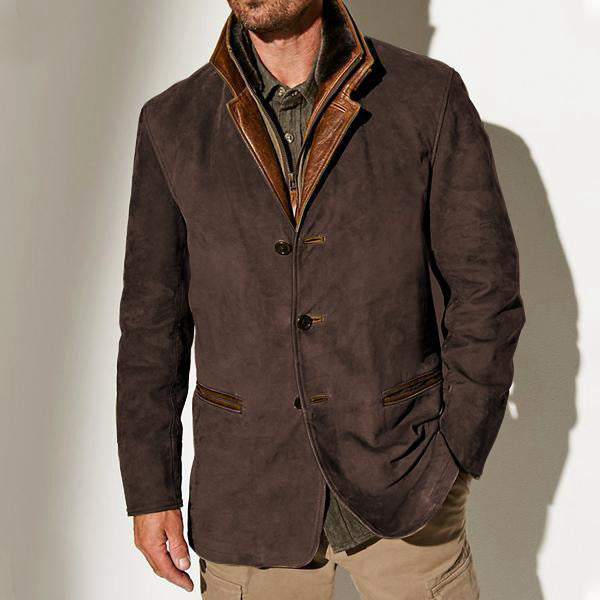 Men's Lapel Collar Blazer Jacket in Khaki, Navy & Brown – Smart Casual Outerwear for Work, Dinners & Weekends | Koossa