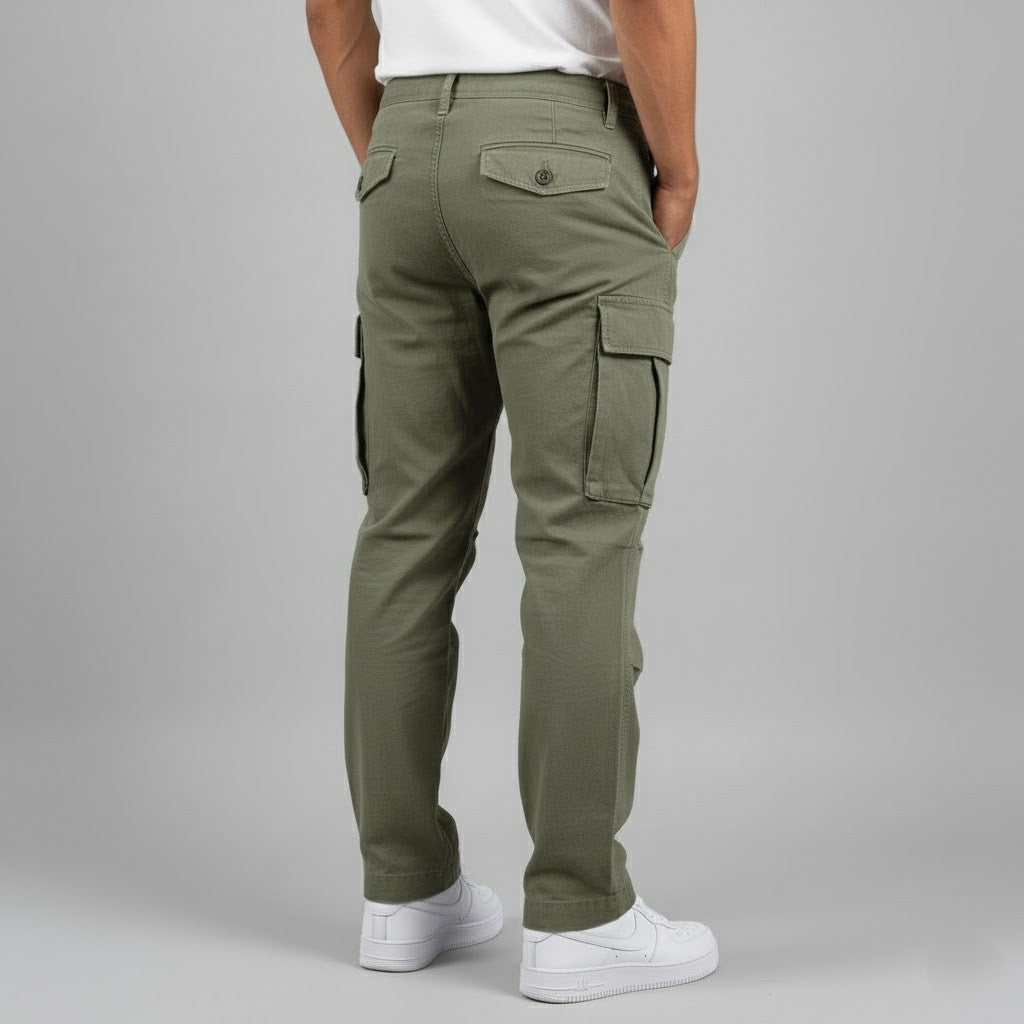 Relaxed Cargo Trousers with Multiple Pockets in Black, Brown, Dark Green & Grey for Casual Everyday Comfort | Koossa