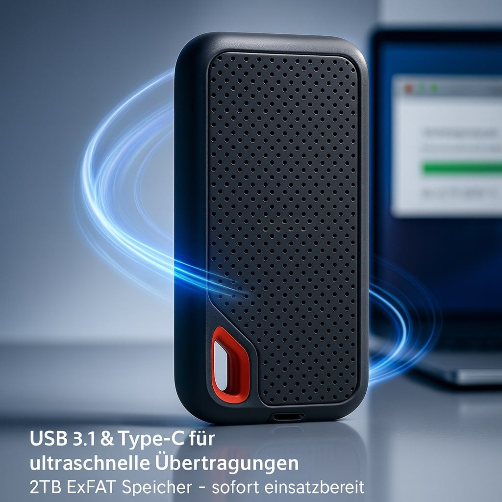 Disque SSD externe 2 To ultra-rapide portable pour ordinateur portable tablette smartphone et stockage nomade | Koossa
