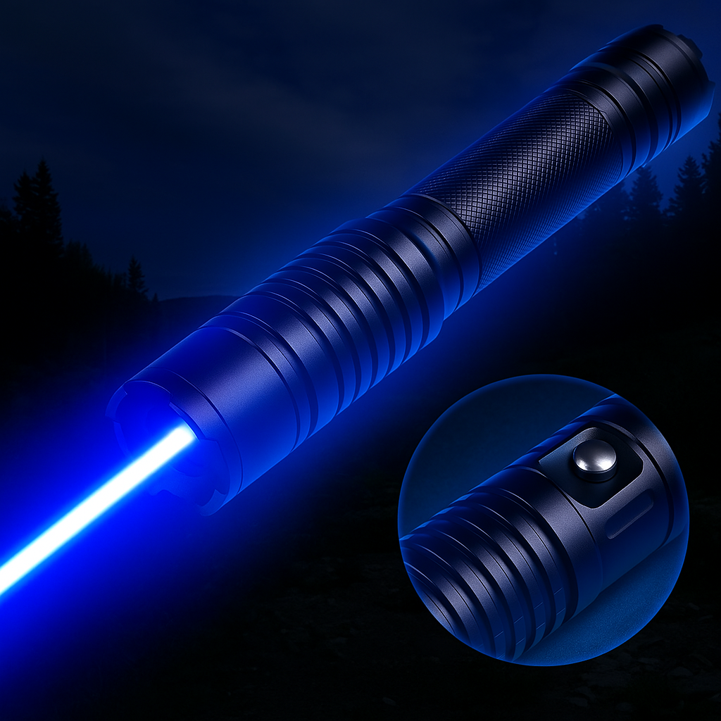 Blue Laser Pointer 450nm Rechargeable Aluminum Handheld Laser Flashlight, Adjustable Focus for Camping, Hiking & Outdoor Use | Lonoma