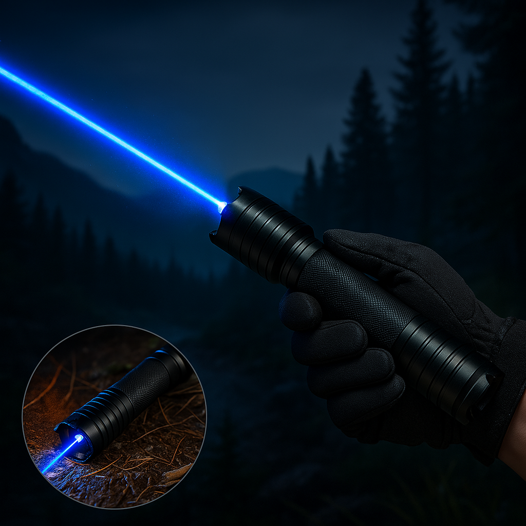 Blue Laser Pointer 450nm Rechargeable Aluminum Handheld Laser Flashlight, Adjustable Focus for Camping, Hiking & Outdoor Use | Lonoma