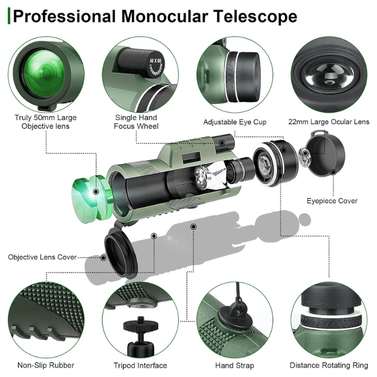 Monoculaire Compact Ultra-Puissant HD pour Randonnée Observation Oiseaux Faune Nature Événements Sportifs | Koossa