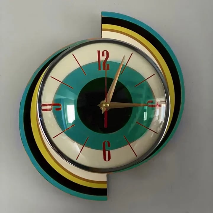 Square Wall Clock 15.7 Inch Silent Sunburst Design Handcrafted Battery Operated Retro Decorative Timepiece for Living Room Bedroom Office | Lonoma