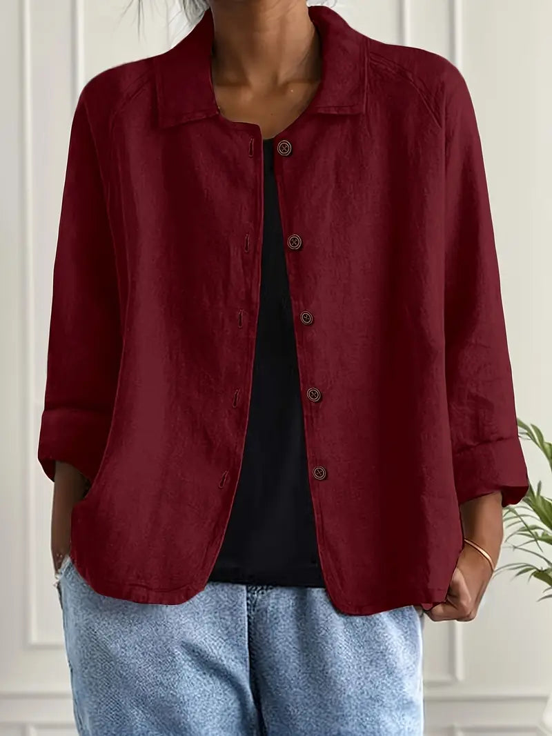 Women's Long Sleeve Shirt — Classic Breathable Button-Through Blouse for Everyday Comfort & Relaxed Tailoring | Koossa