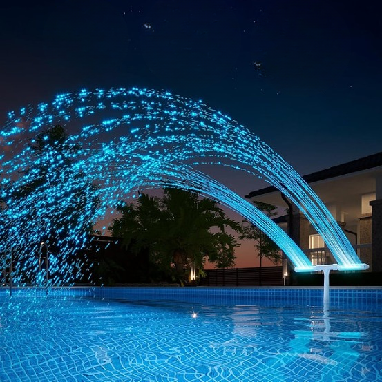 Fontaine Solaire pour Piscine avec Éclairage LED RGB Automatique Effet Eau Lumineuse Nocturne Décoration Jardin | Koossa