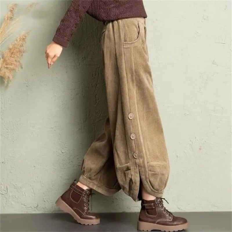 Women's Wide-Leg Corduroy Trousers — Relaxed Fit Cord Trousers in Classic Colours for Everyday Elegance | Koossa