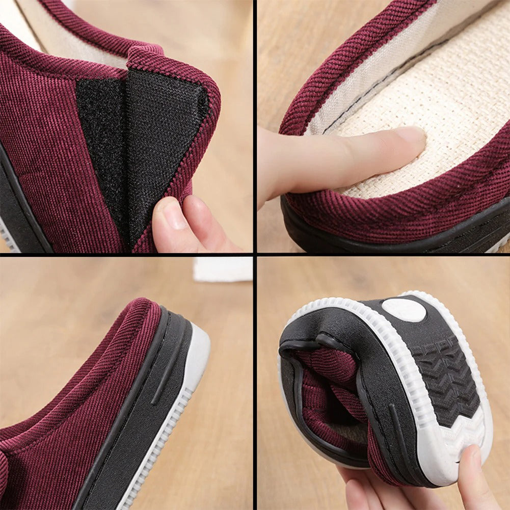 Adjustable Open-Toe Slippers for Swollen Feet, Extra-Wide Hook-and-Loop House Shoes with Cushioned Insole, Non-Slip Sole, Indoor Outdoor | Lonoma