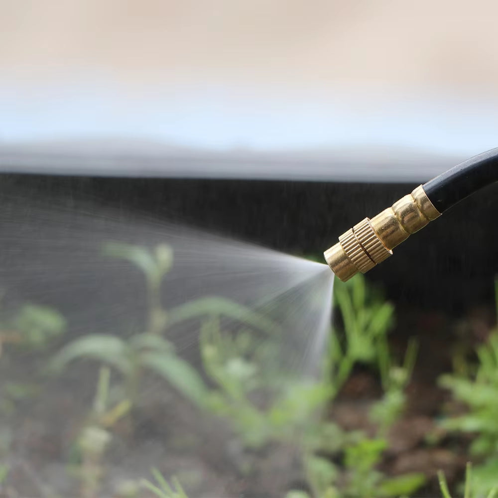 Système de brumisation pour jardin 20 m avec 20 buses réglables en laiton installation facile sans outil | Koossa