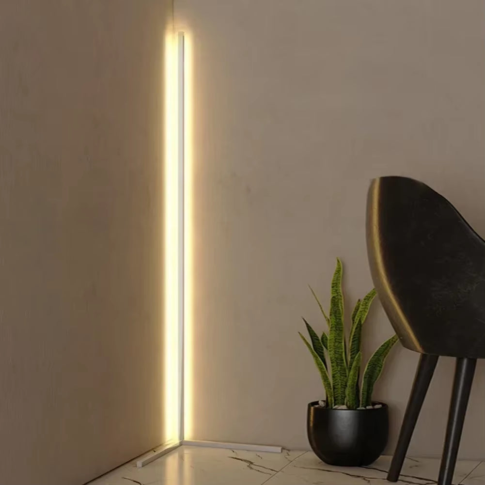 Dimmable LED Corner Floor Lamp, 56 in Tall, 3 Color Temperatures, Black or White – Modern Standing Light for Living Room, Bedroom & Office | Lonoma
