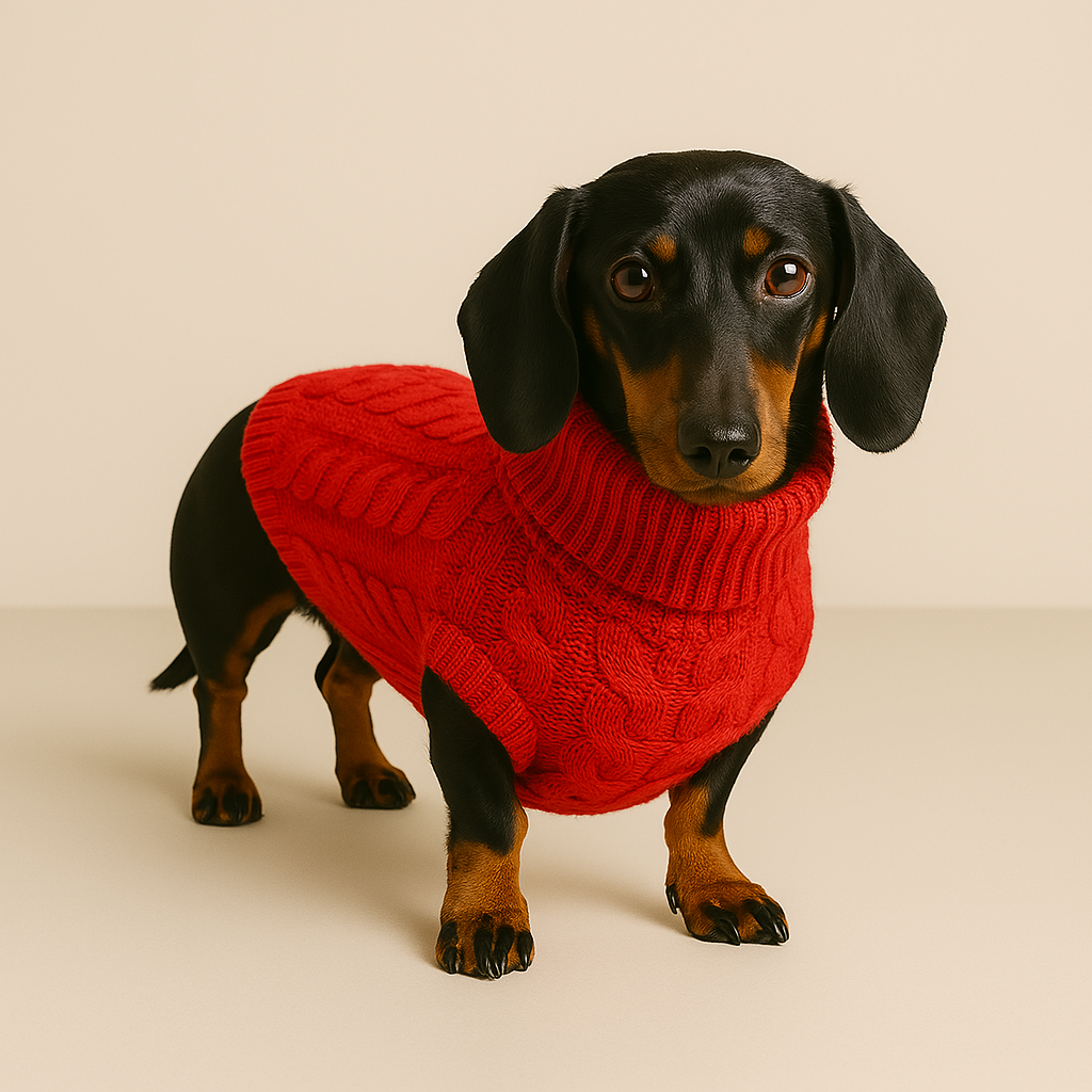 Dog Jumper Cable Knit Cotton Dachshund Sweater Turtleneck Small Dog Winter Pullover Soft Indoor Outdoor Cold Weather Coat | Koossa