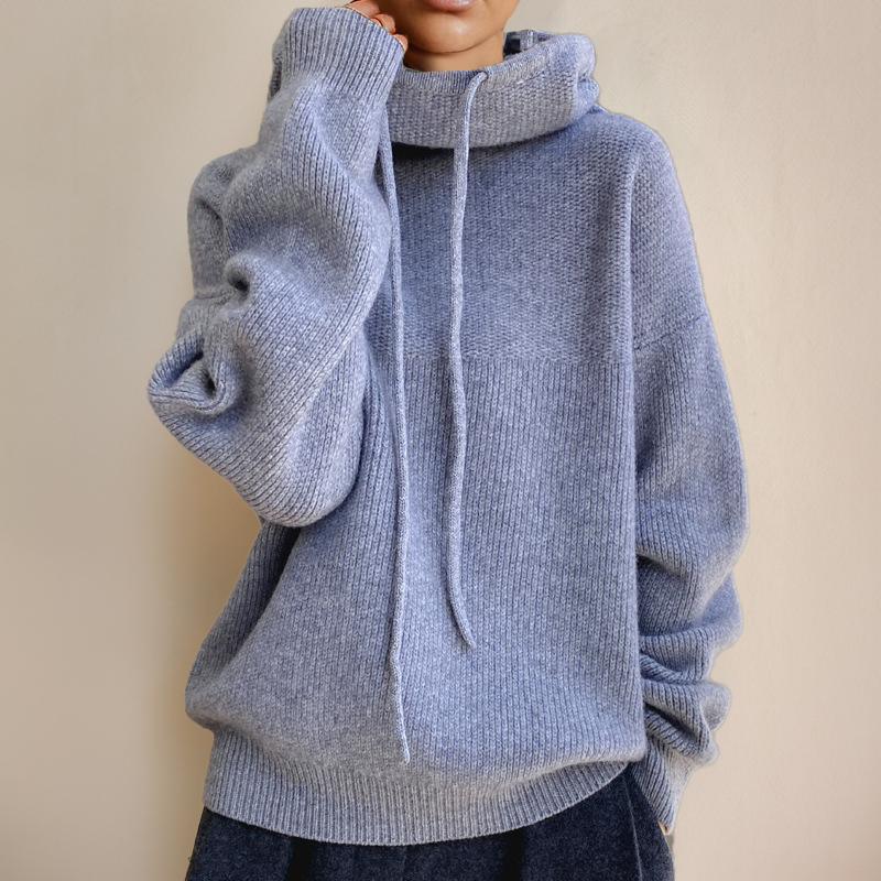 Women's Oversized Funnel Neck Hoodie in Soft Fleece — Relaxed Leisure Jumper with Drawstring Detail for Casual Elegance | Koossa