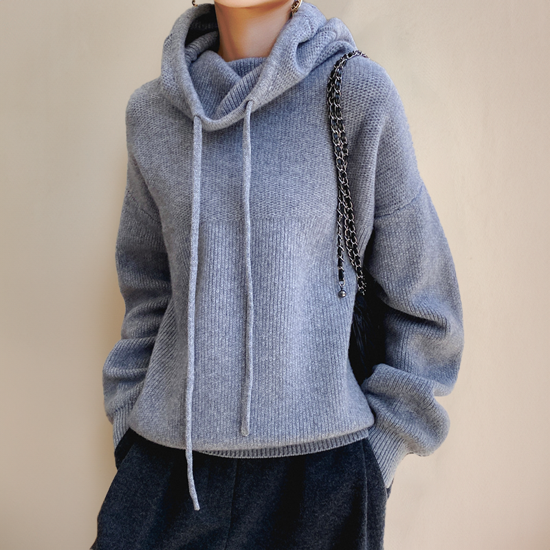 Women's Oversized Funnel Neck Hoodie in Soft Fleece — Relaxed Leisure Jumper with Drawstring Detail for Casual Elegance | Koossa