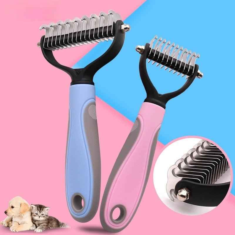 Pet Dematting Comb Double Sided Stainless Steel Dog Cat Grooming Brush Undercoat Rake Knot Remover Tool | Koossa