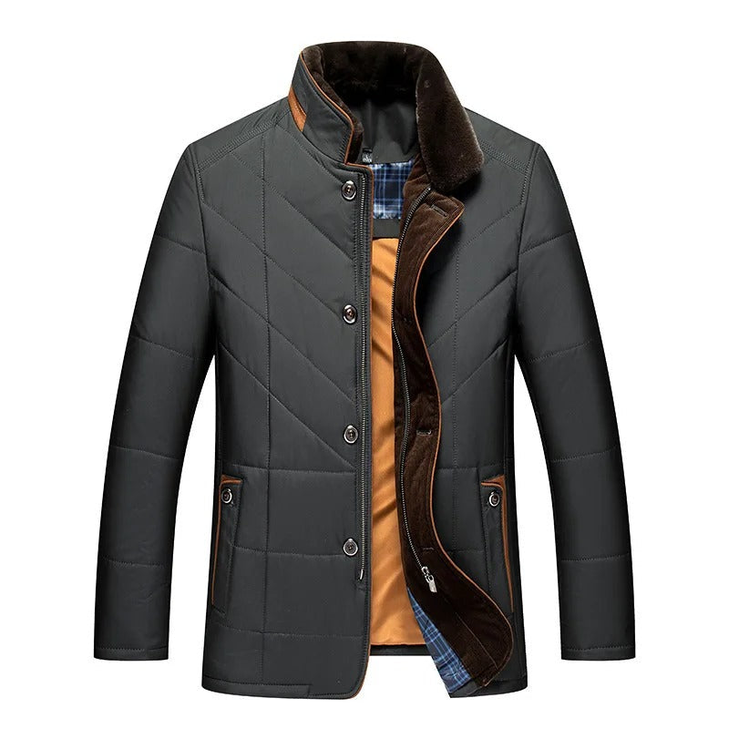 Men's Quilted Winter Jacket in Navy and Grey — Classic Smart-Casual Coat for Autumn and Winter | Koossa