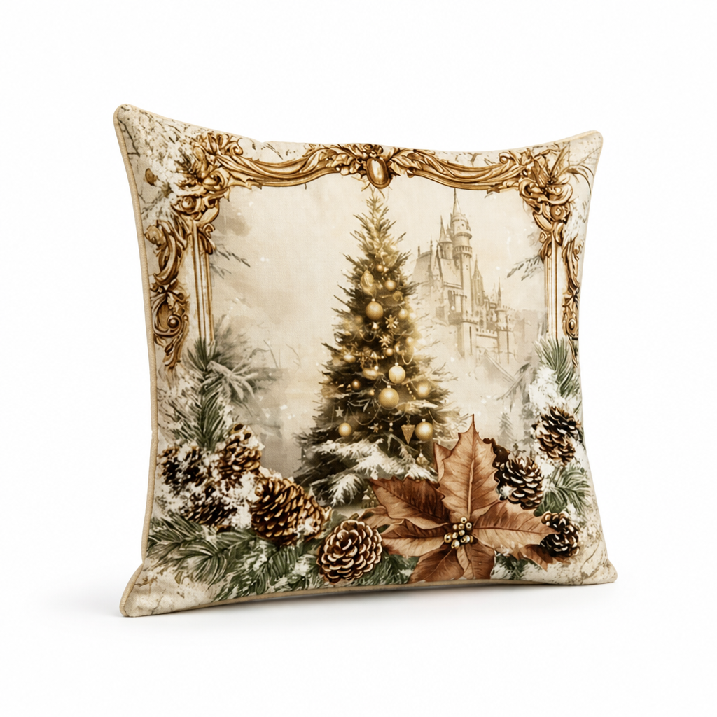Holiday Pillow Cover 18x18 Inches Gold Velvet Christmas Decorative Throw Pillow Case with Zipper for Festive Sofa Decor | Lonoma
