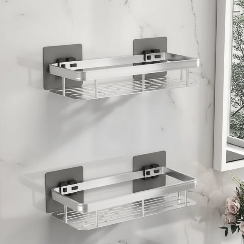 Adhesive Bathroom Shelf Corner Triangle Rectangle Organizer No Drill ABS Stainless Steel for Shower Wall | Lonoma