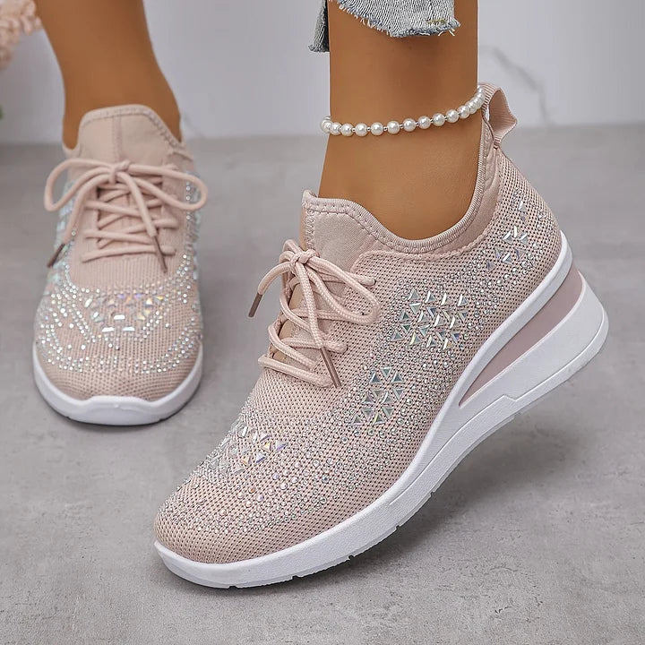 Women's Ergonomic Lace-Up Trainers in Premium Canvas with Cushioned Sole for All-Day Comfort | Koossa