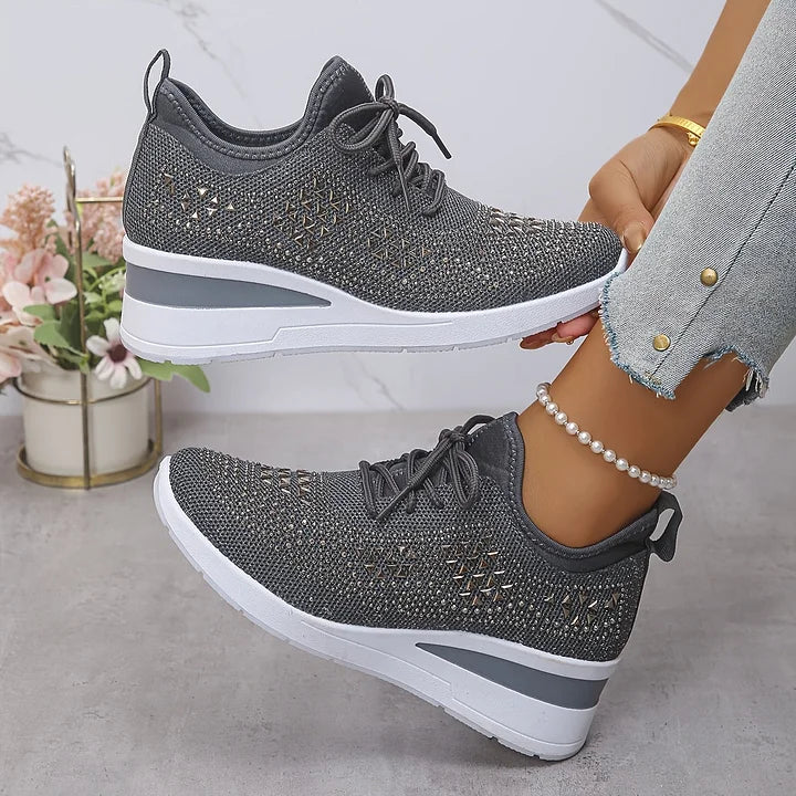 Women's Ergonomic Lace-Up Trainers in Premium Canvas with Cushioned Sole for All-Day Comfort | Koossa