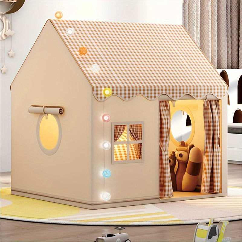 Kids Play Tent House 51 x 47 x 39 in, Beige Pop-Up Indoor Fort for Bedroom, Playroom & Nursery, Toddler Reading Nook Hideout | Lonoma