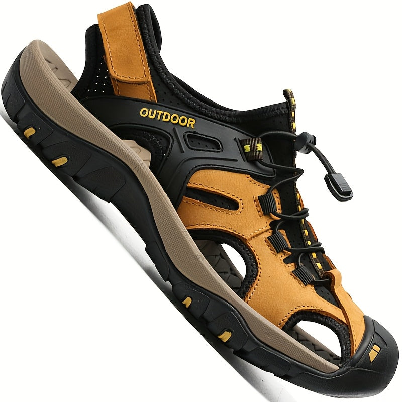 Men's Leather Fisherman Sandals, Closed Toe Breathable Summer Sandals for Walking, Hiking, Beach & Casual Outdoor Wear | Lonoma
