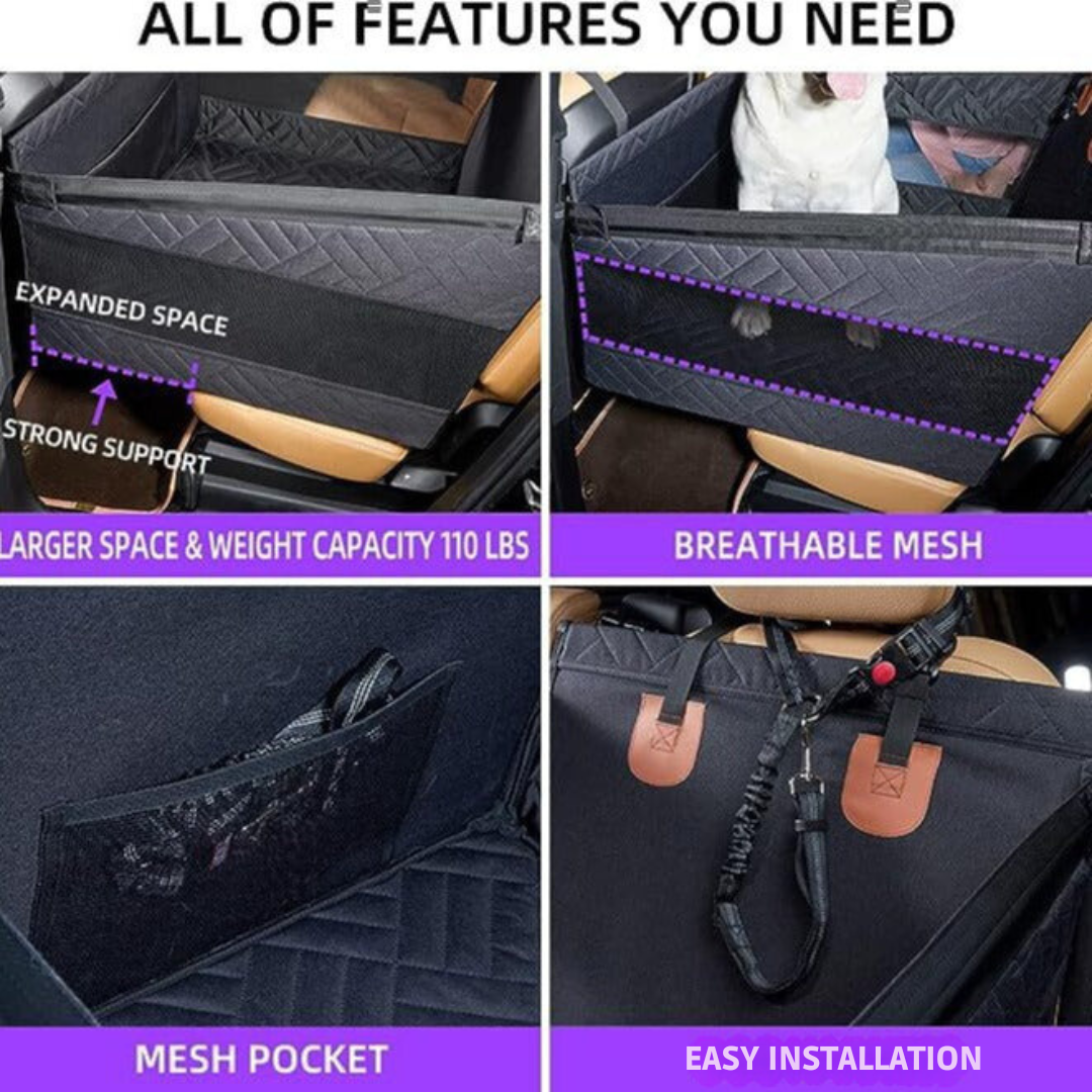 Dog Car Boot Protector Quilted Waterproof Raised Sides Rigid Base Universal Fit Back Seat Extender Cover Storage Pockets | Koossa