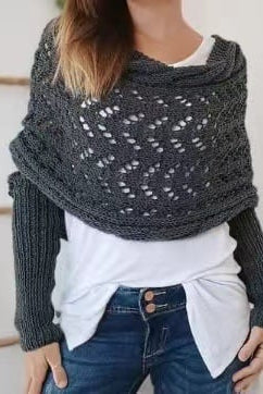 Women's Off-Shoulder Knit Shrug — Open-Weave Layering Wrap for Autumn & Winter Casual Elegance | Koossa