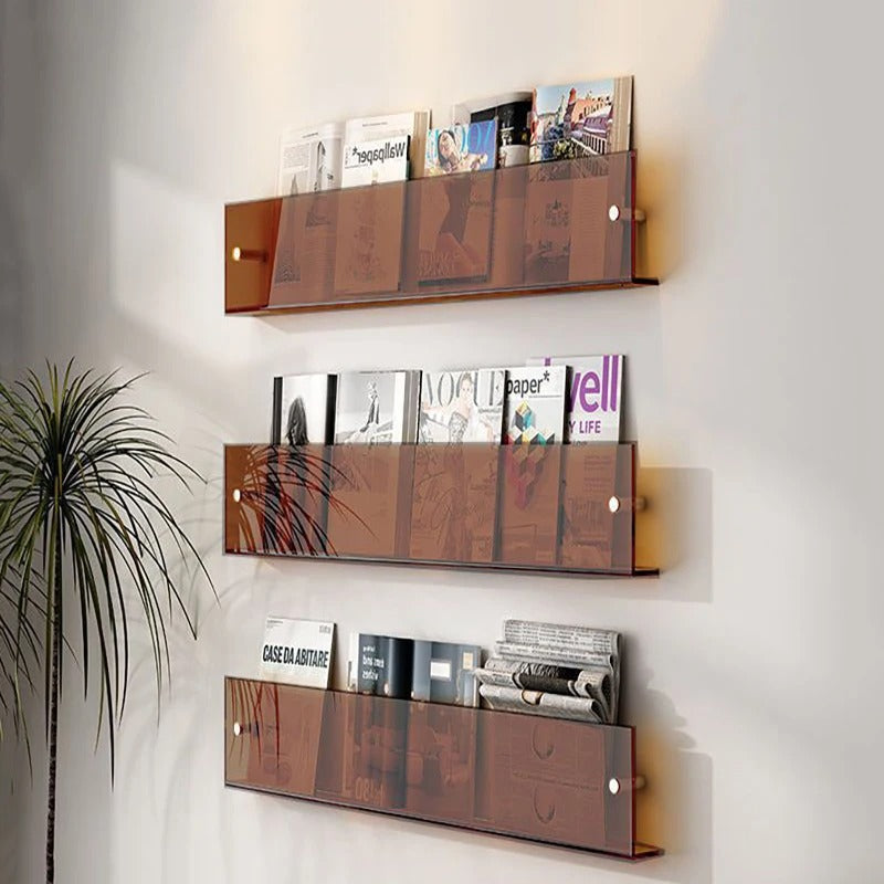 Floating Wall Shelf for Magazines Books Display 16 32 Inch Clear Acrylic Rack Living Room Bedroom Organizer Storage | Lonoma