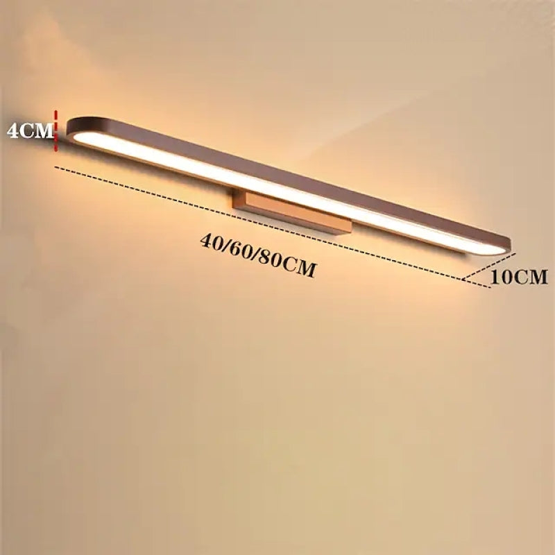 Curved LED Vanity Light for Bathroom Mirror – Metal & Silicone Wall Sconce in Black or Coffee – Hardwired Fixture for Washroom Makeup | Lonoma
