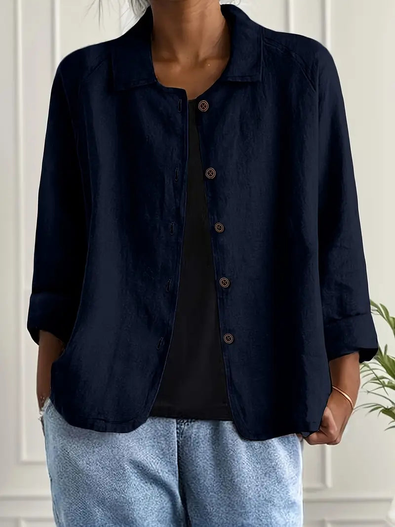 Women's Long Sleeve Shirt — Classic Breathable Button-Through Blouse for Everyday Comfort & Relaxed Tailoring | Koossa
