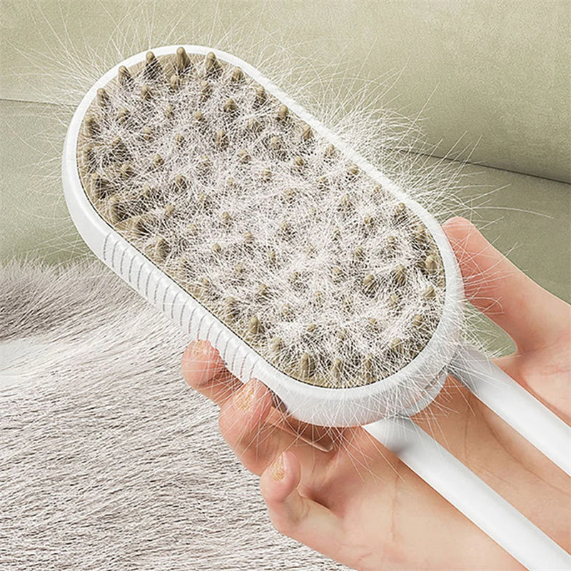 Cat Steam Brush Self-Cleaning Grooming Brush Electric Steam Pet Brush Loose Hair Dander Remover Short Long Hair Cats Olive Green | Koossa