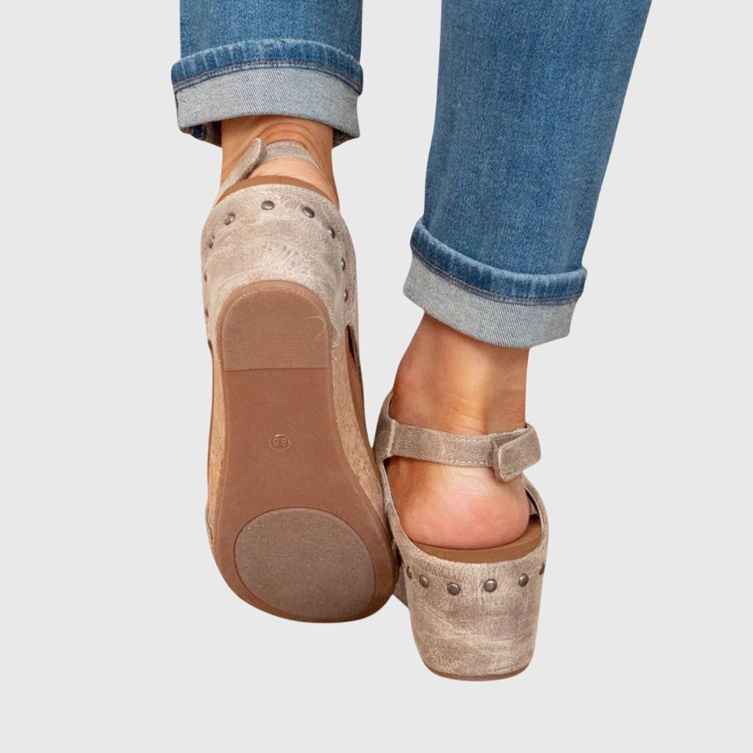 Women's Cushioned Wedge Sandals with Adjustable Buckle Strap in Beige, Black & Brown | Perfect for Warm-Weather Comfort and All-Day Support | Koossa