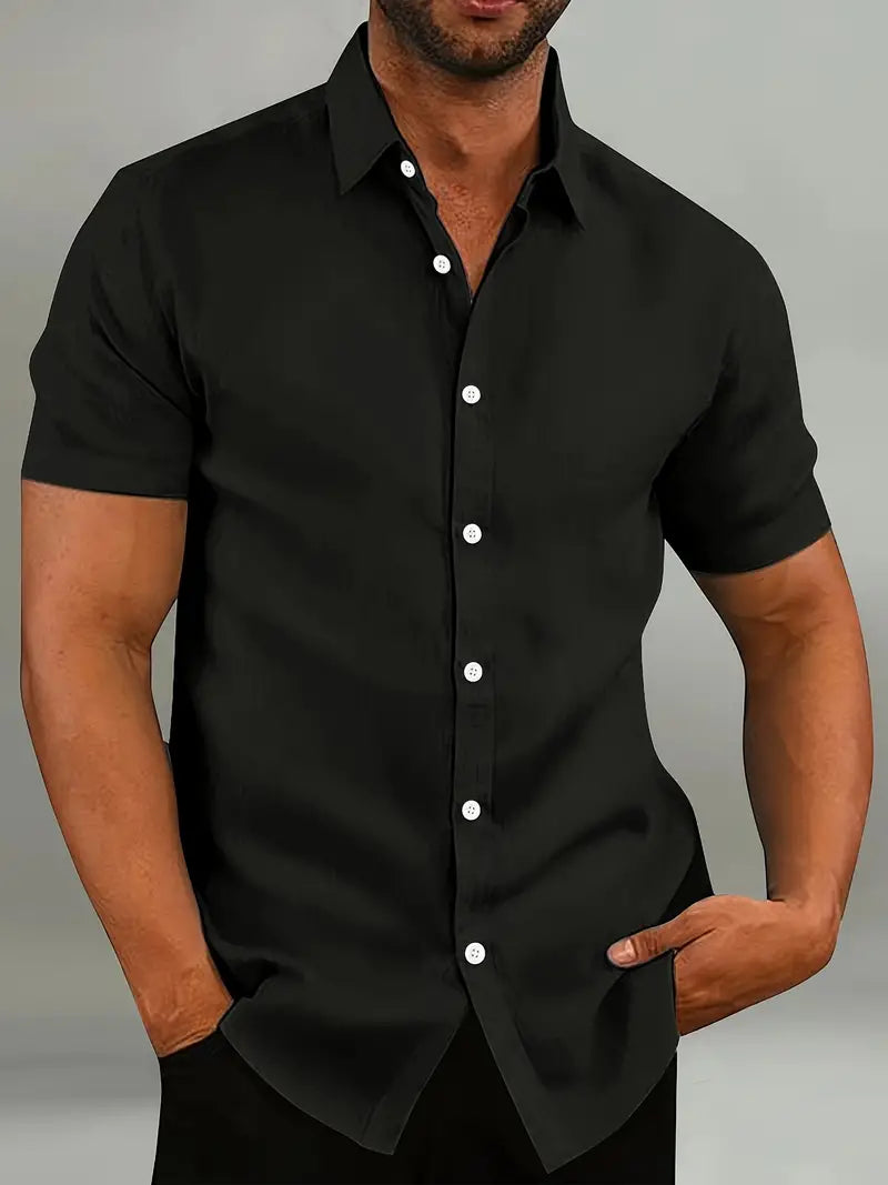 Men's Short-Sleeved Cotton Shirt in Eight Classic Colours – Perfect for Relaxed Warm-Weather Dressing, Garden Parties, and Coastal Escapes | Koossa